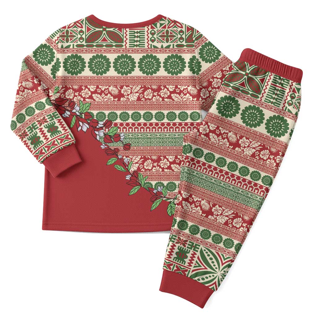 Fiji Marau na Kerisimasi Christmas Pajama Set Red Tagimoucia Tapa Masi Tribal LT9 - Polynesian Pride