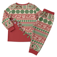 Fiji Marau na Kerisimasi Christmas Pajama Set Red Tagimoucia Tapa Masi Tribal LT9 - Polynesian Pride
