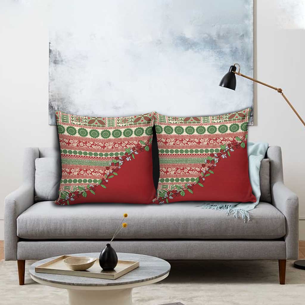 Fiji Marau na Kerisimasi Pillow Cover Red Tagimoucia Tapa Masi Tribal LT9 - Polynesian Pride