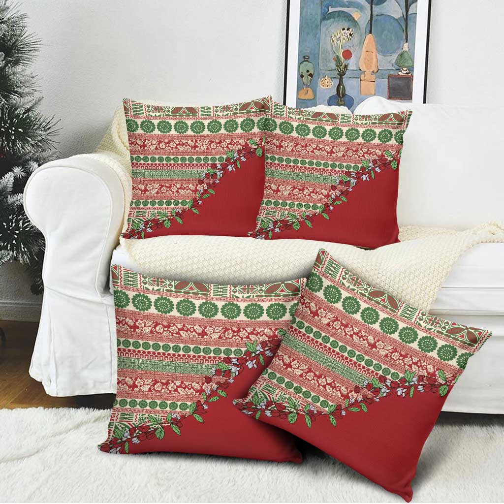 Fiji Marau na Kerisimasi Pillow Cover Red Tagimoucia Tapa Masi Tribal LT9 - Polynesian Pride
