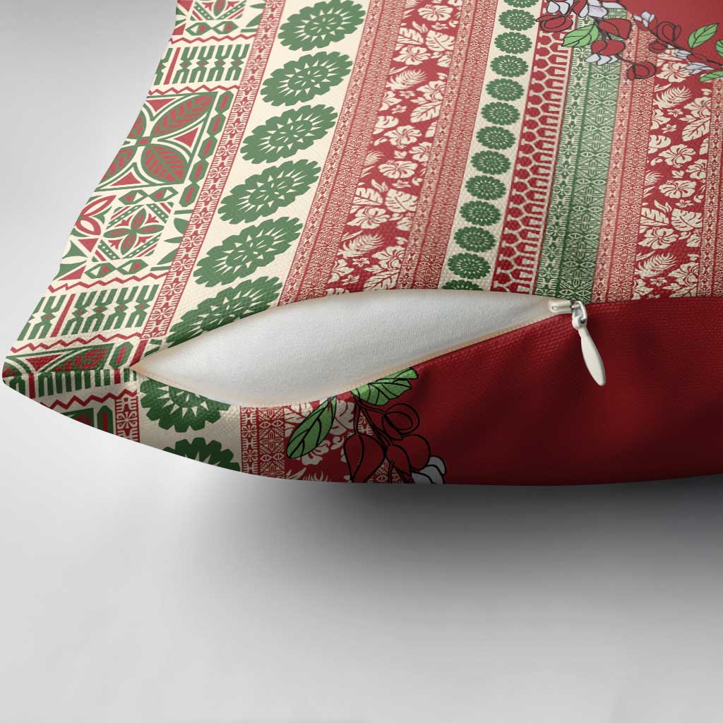 Fiji Marau na Kerisimasi Pillow Cover Red Tagimoucia Tapa Masi Tribal LT9 - Polynesian Pride