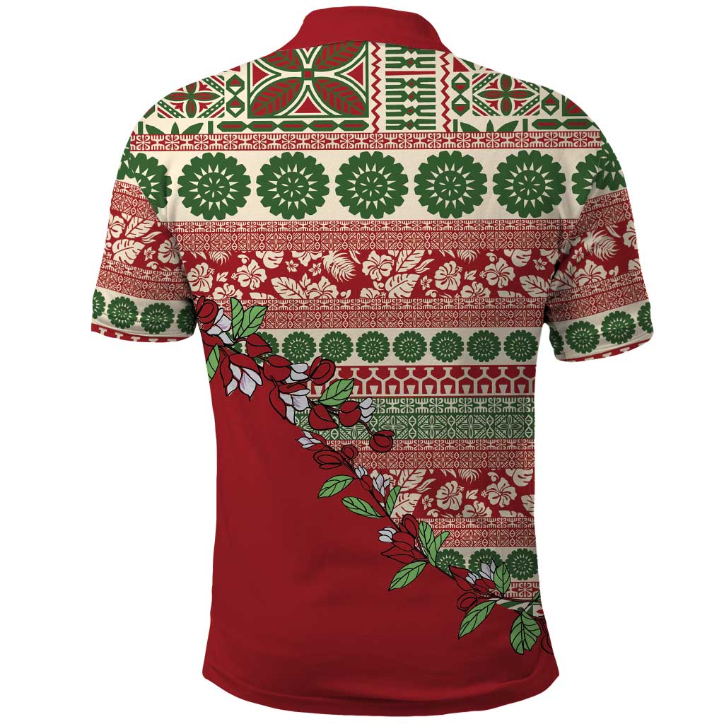 Fiji Marau na Kerisimasi Polo Shirt Red Tagimoucia Tapa Masi Tribal LT9 - Polynesian Pride