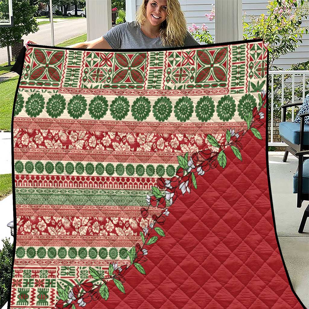 Fiji Marau na Kerisimasi Quilt Red Tagimoucia Tapa Masi Tribal - Polynesian Pride