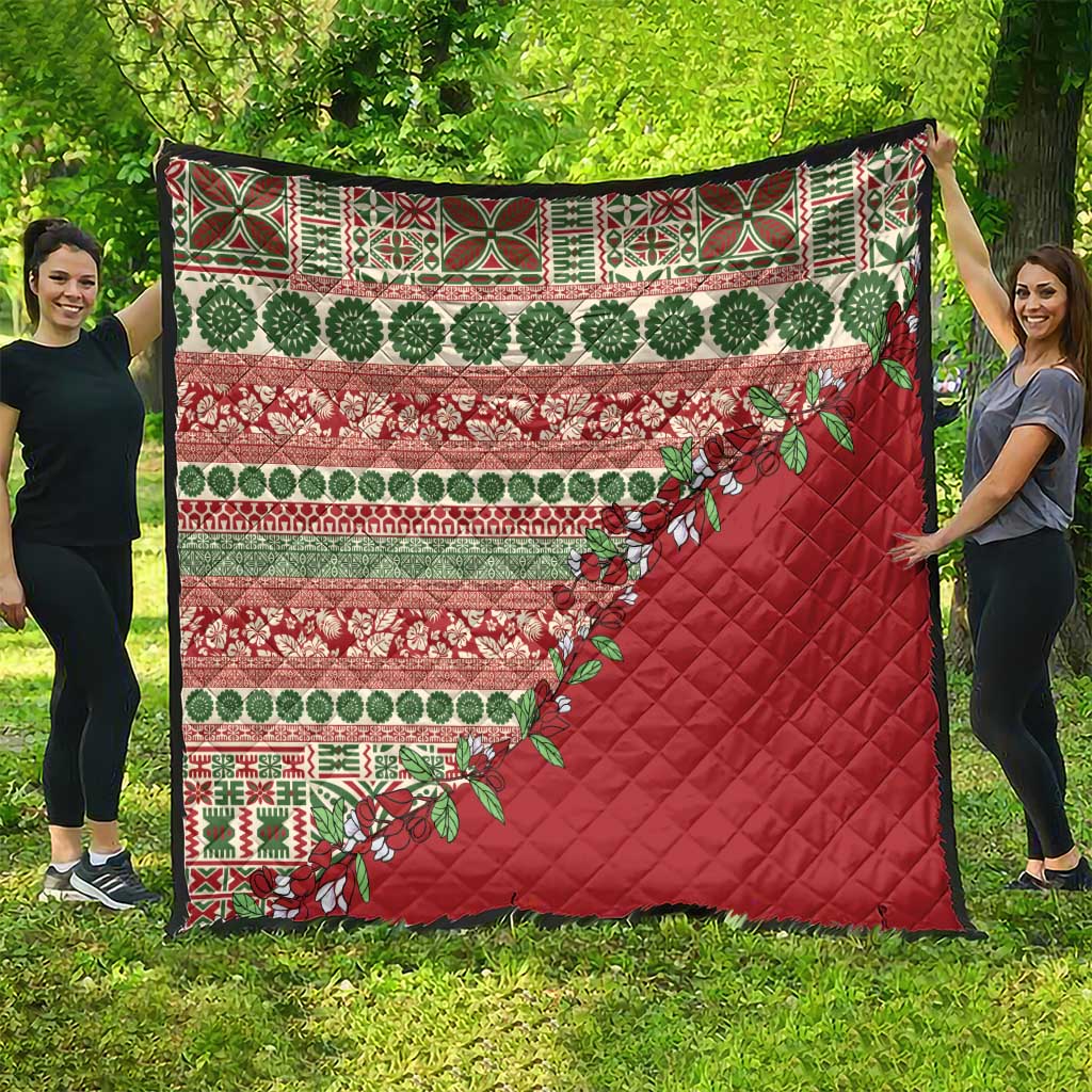 Fiji Marau na Kerisimasi Quilt Red Tagimoucia Tapa Masi Tribal - Polynesian Pride
