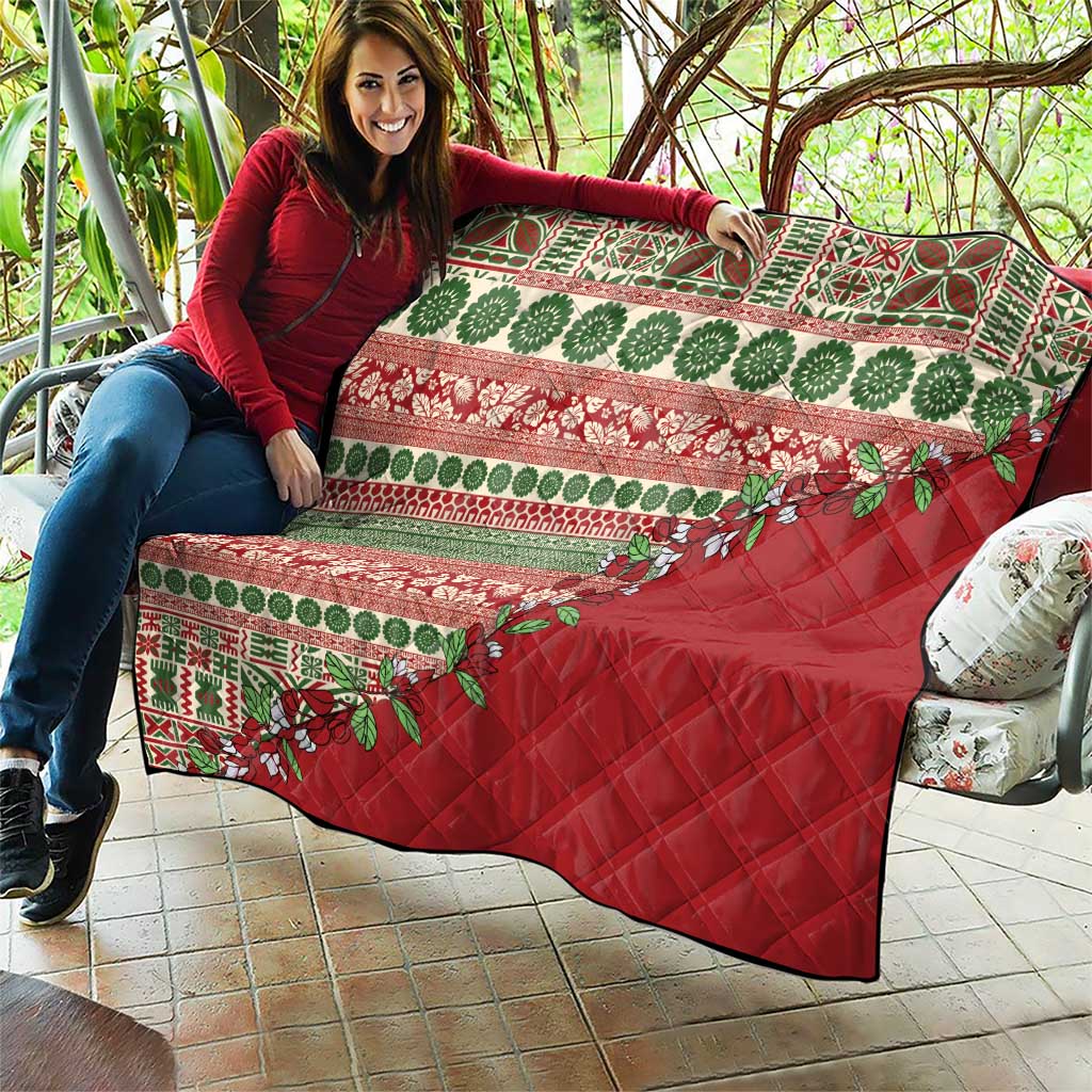 Fiji Marau na Kerisimasi Quilt Red Tagimoucia Tapa Masi Tribal - Polynesian Pride