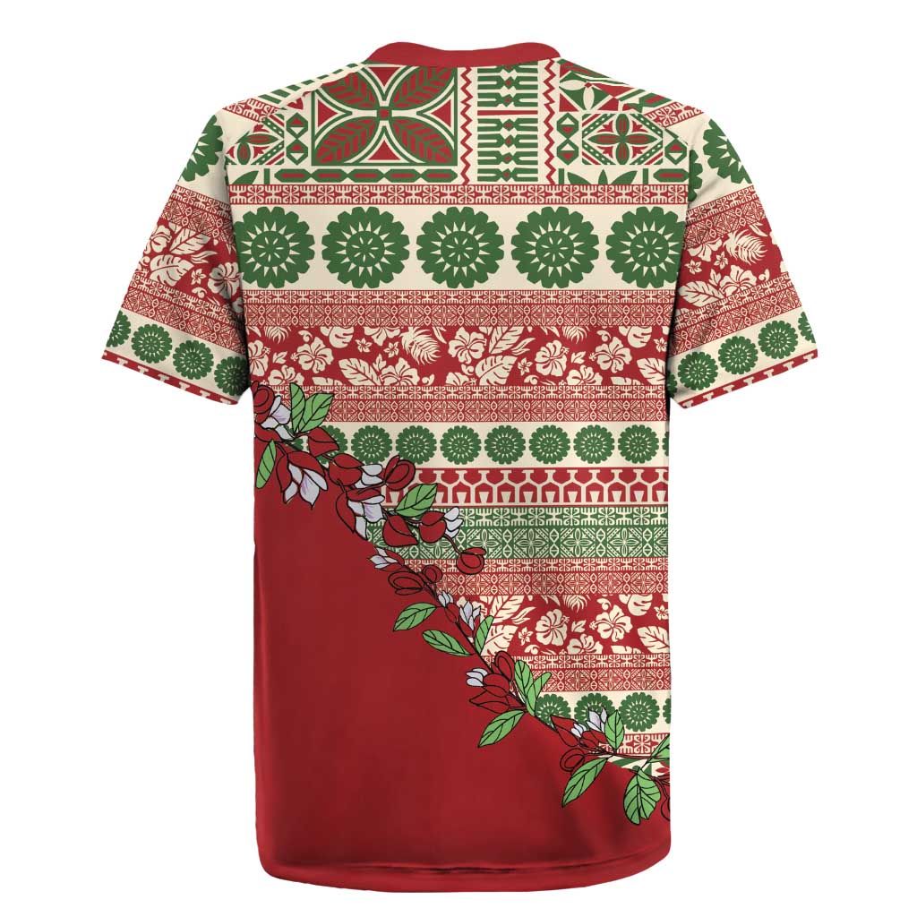 Fiji Marau na Kerisimasi Rugby Jersey Red Tagimoucia Tapa Masi Tribal LT9 - Polynesian Pride