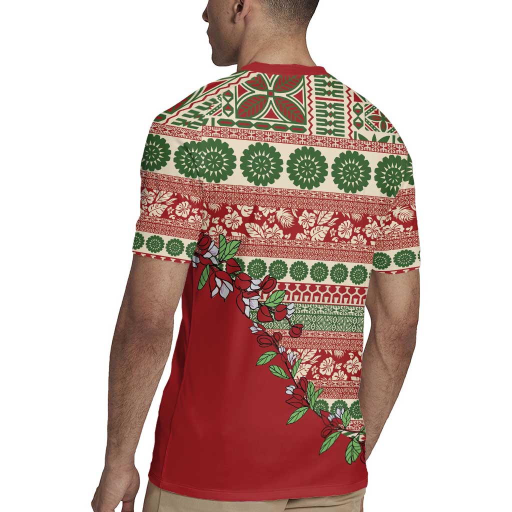 Fiji Marau na Kerisimasi Rugby Jersey Red Tagimoucia Tapa Masi Tribal LT9 - Polynesian Pride