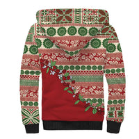 Fiji Marau na Kerisimasi Sherpa Hoodie Red Tagimoucia Tapa Masi Tribal LT9 - Polynesian Pride
