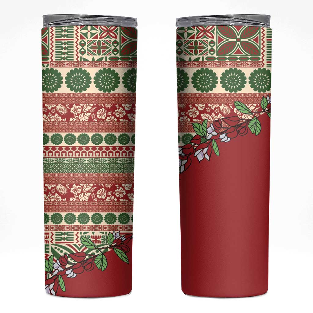Fiji Marau na Kerisimasi Skinny Tumbler Red Tagimoucia Tapa Masi Tribal LT9 Red - Polynesian Pride