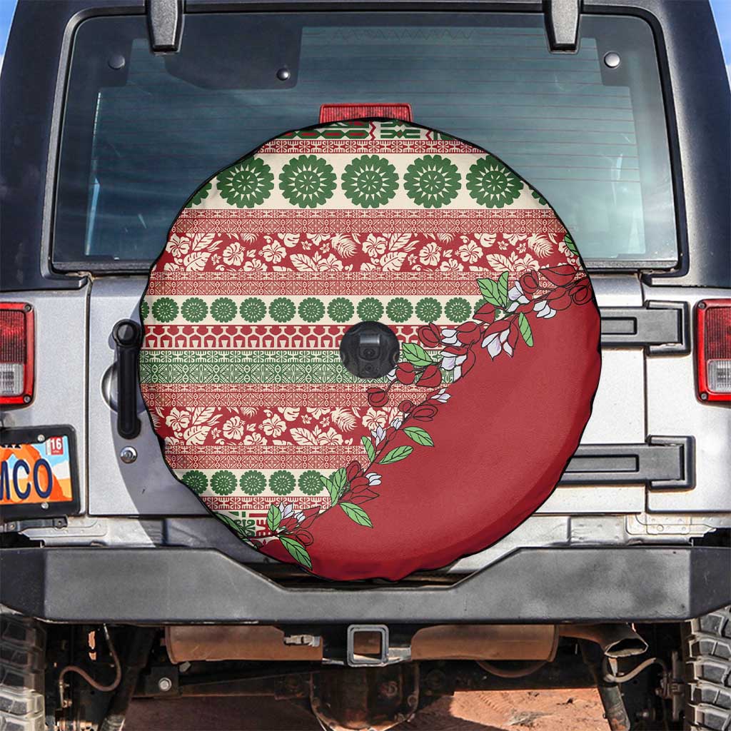 Fiji Marau na Kerisimasi Spare Tire Cover Red Tagimoucia Tapa Masi Tribal LT9 Red - Polynesian Pride