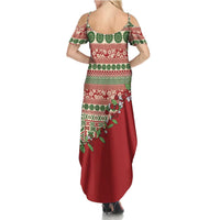 Fiji Marau na Kerisimasi Summer Maxi Dress Red Tagimoucia Tapa Masi Tribal LT9 - Polynesian Pride