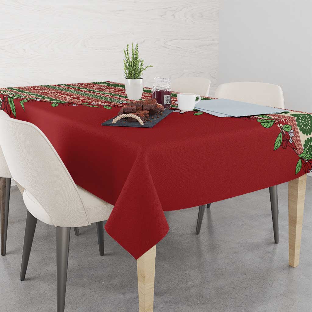 Fiji Marau na Kerisimasi Tablecloth Red Tagimoucia Tapa Masi Tribal - Polynesian Pride