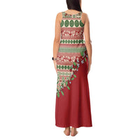 Fiji Marau na Kerisimasi Tank Maxi Dress Red Tagimoucia Tapa Masi Tribal LT9 - Polynesian Pride