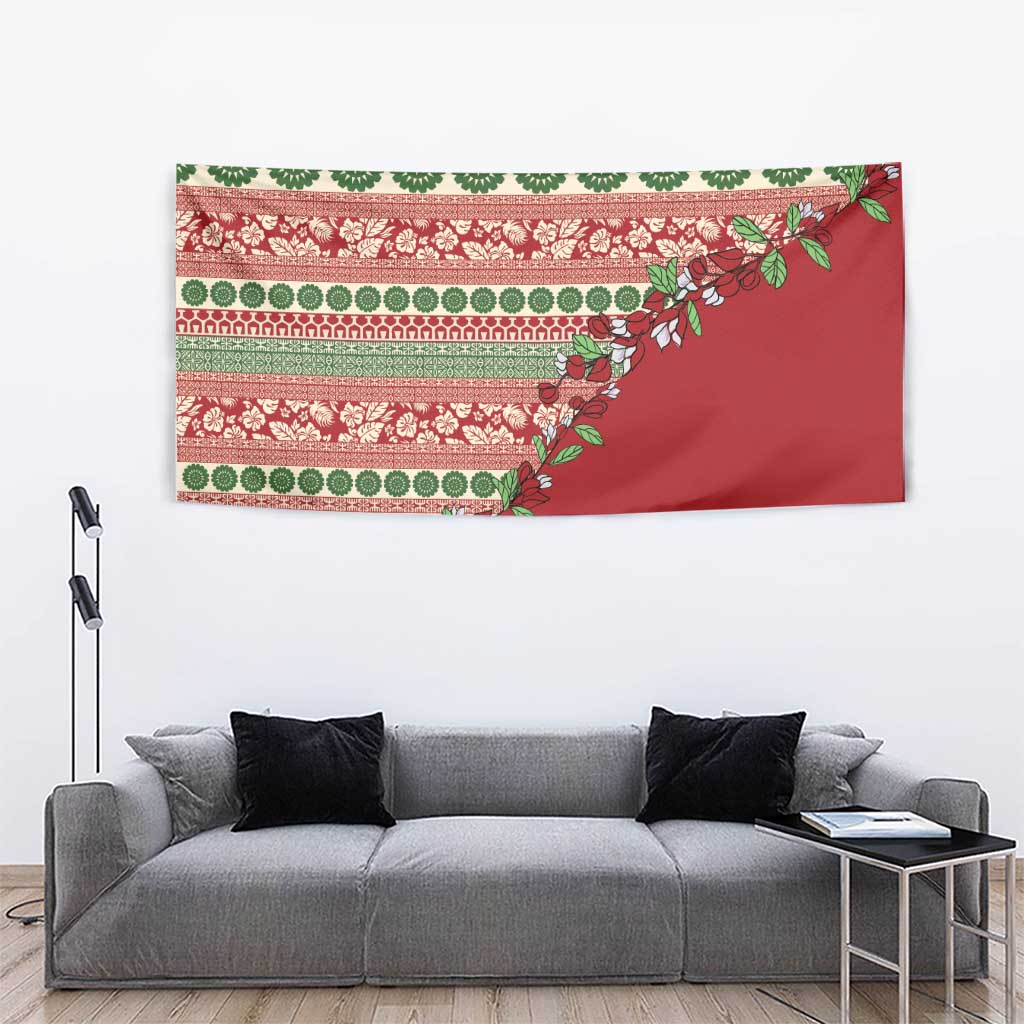 Fiji Marau na Kerisimasi Tapestry Red Tagimoucia Tapa Masi Tribal - Polynesian Pride