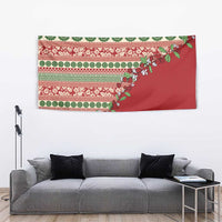 Fiji Marau na Kerisimasi Tapestry Red Tagimoucia Tapa Masi Tribal - Polynesian Pride