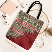 Fiji Marau na Kerisimasi Tote Bag Red Tagimoucia Tapa Masi Tribal LT9 Black Strap One Size Red - Polynesian Pride