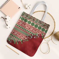 Fiji Marau na Kerisimasi Tote Bag Red Tagimoucia Tapa Masi Tribal LT9 White Strap One Size Red - Polynesian Pride