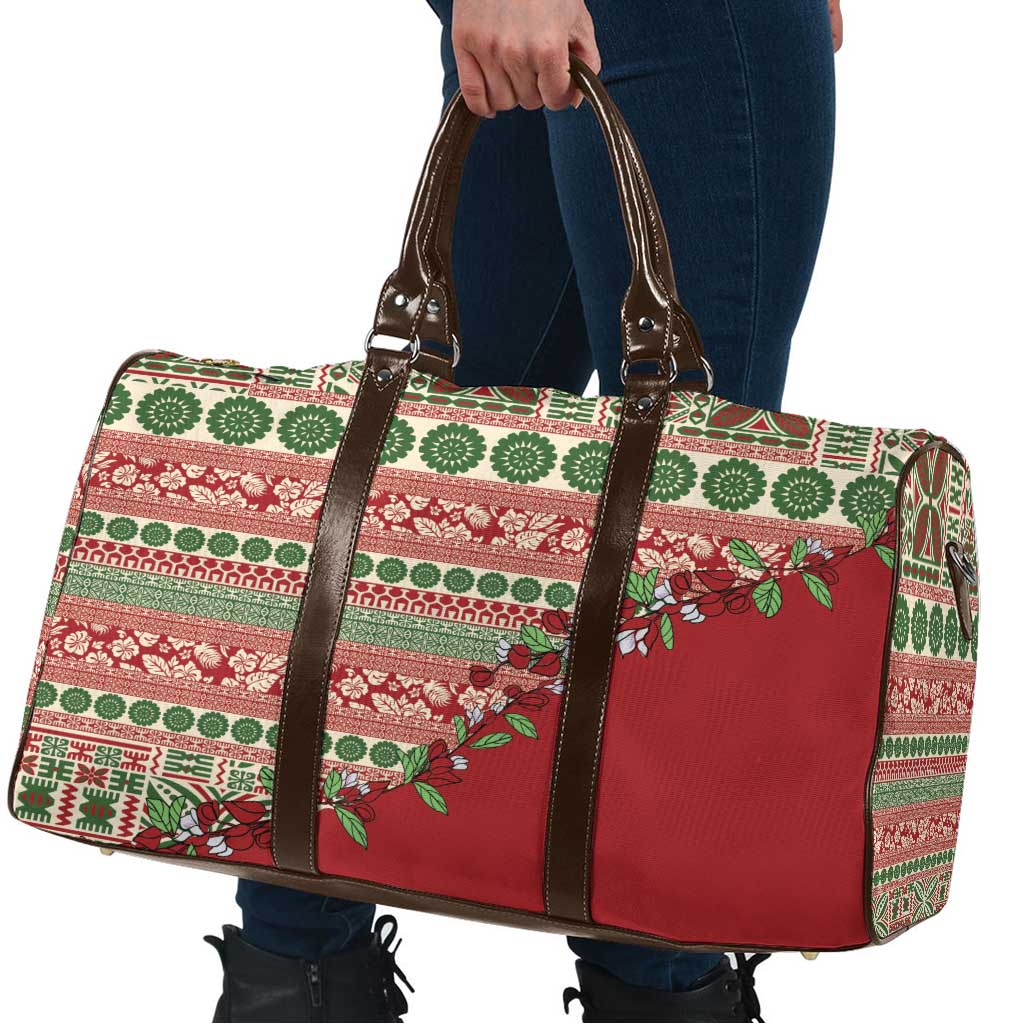 Fiji Marau na Kerisimasi Travel Bag Red Tagimoucia Tapa Masi Tribal LT9 - Polynesian Pride