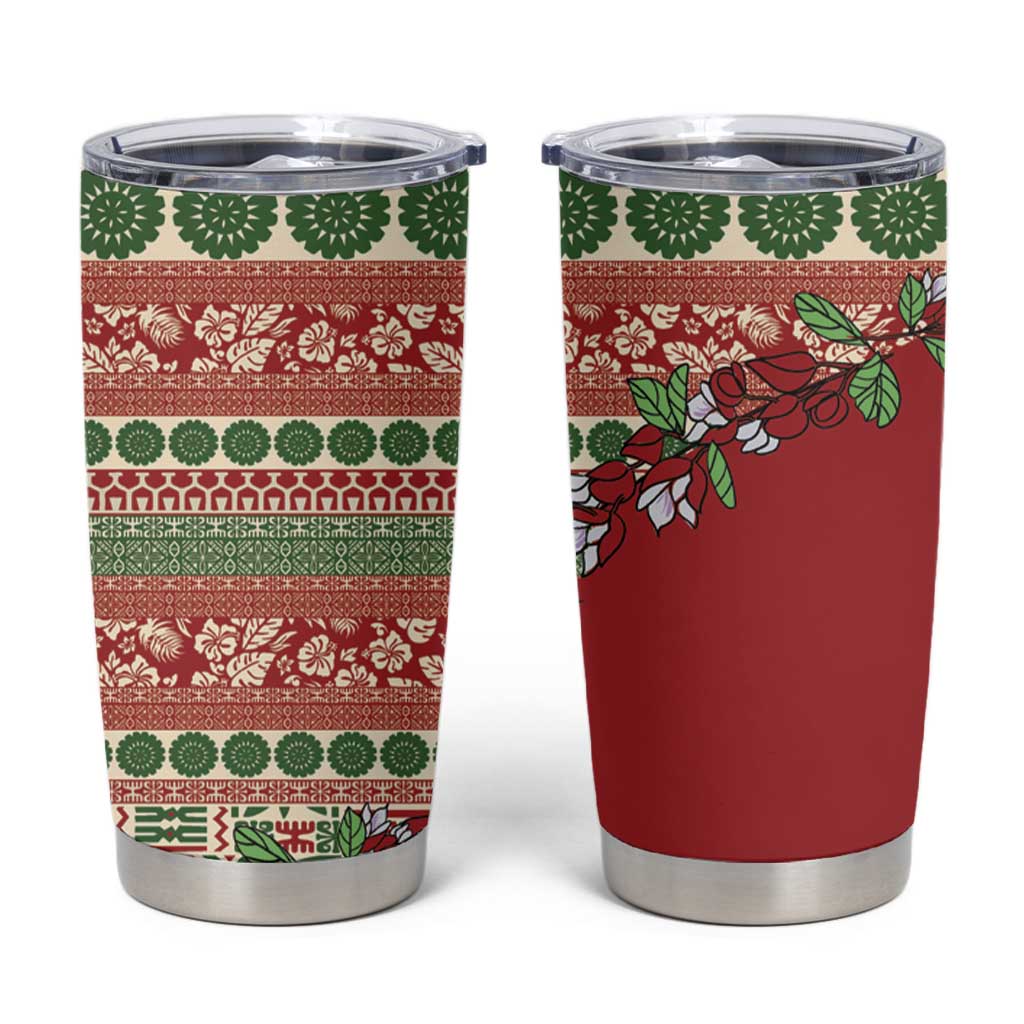 Fiji Marau na Kerisimasi Tumbler Cup Red Tagimoucia Tapa Masi Tribal LT9 Red - Polynesian Pride
