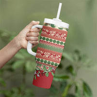Fiji Marau na Kerisimasi Tumbler With Handle Red Tagimoucia Tapa Masi Tribal LT9 - Polynesian Pride