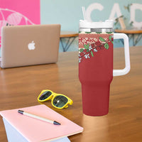 Fiji Marau na Kerisimasi Tumbler With Handle Red Tagimoucia Tapa Masi Tribal LT9 - Polynesian Pride
