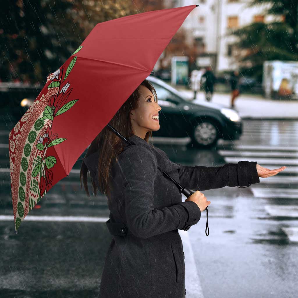 Fiji Marau na Kerisimasi Umbrella Red Tagimoucia Tapa Masi Tribal - Polynesian Pride