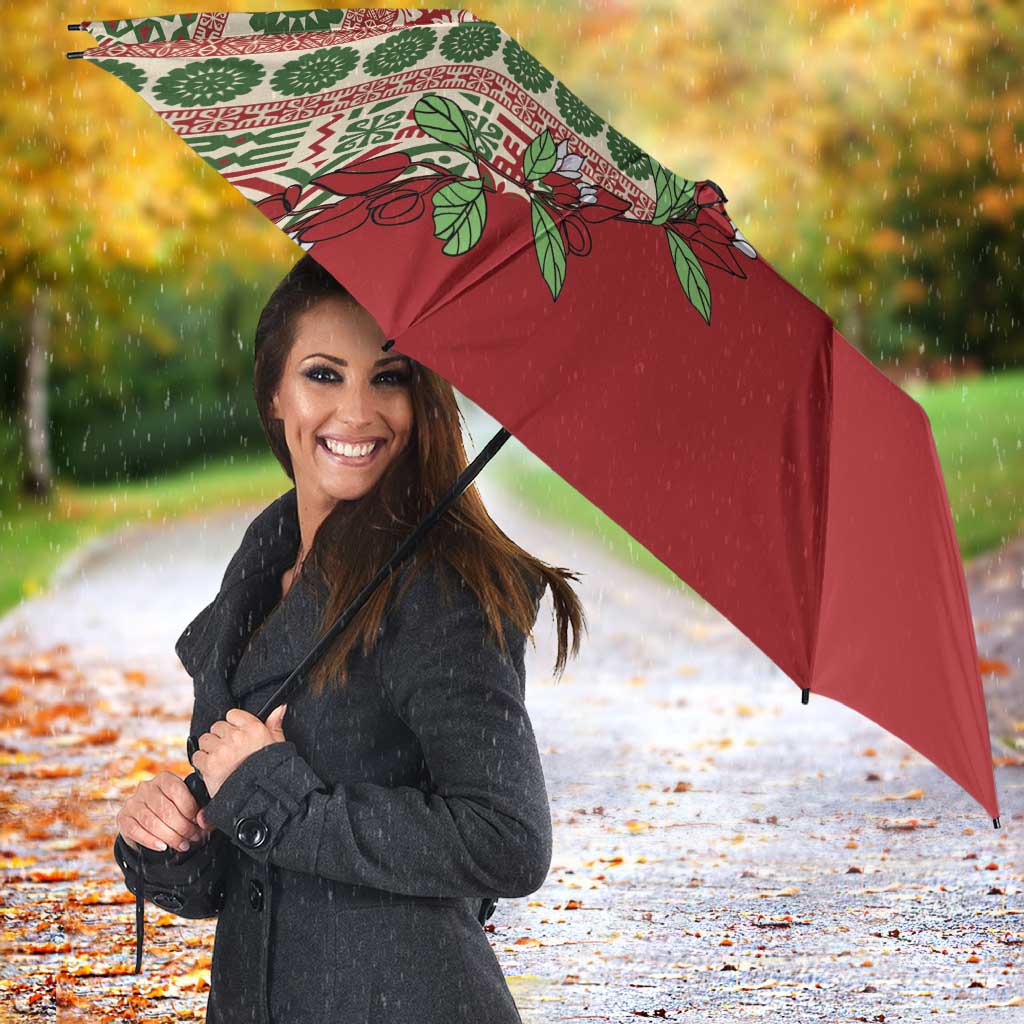 Fiji Marau na Kerisimasi Umbrella Red Tagimoucia Tapa Masi Tribal - Polynesian Pride
