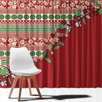 Fiji Marau na Kerisimasi Window Curtain Red Tagimoucia Tapa Masi Tribal - Polynesian Pride