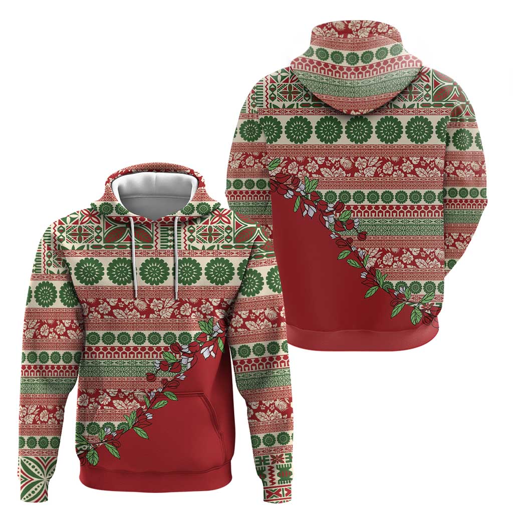 Fiji Marau na Kerisimasi Zip Hoodie Red Tagimoucia Tapa Masi Tribal LT9 - Polynesian Pride
