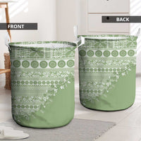 Fiji Marau na Kerisimasi Laundry Basket Sage Green Tagimoucia Tapa Masi Tribal LT9 - Polynesian Pride