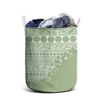 Fiji Marau na Kerisimasi Laundry Basket Sage Green Tagimoucia Tapa Masi Tribal LT9 - Polynesian Pride