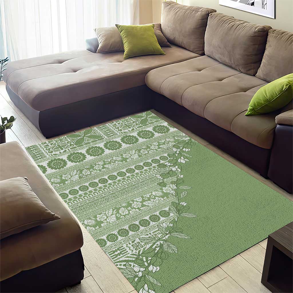Fiji Marau na Kerisimasi Area Rug Sage Green Tagimoucia Tapa Masi Tribal LT9 - Polynesian Pride