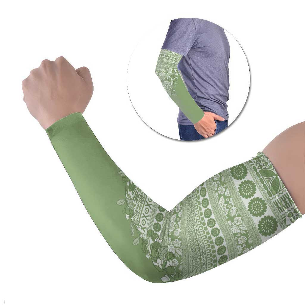 Fiji Marau na Kerisimasi Arm Sleeves Sage Green Tagimoucia Tapa Masi Tribal - Polynesian Pride