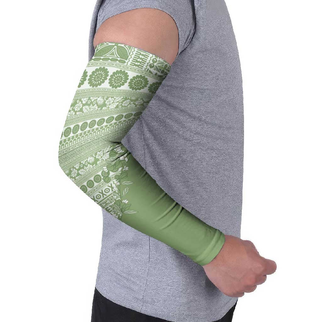 Fiji Marau na Kerisimasi Arm Sleeves Sage Green Tagimoucia Tapa Masi Tribal LT9 - Polynesian Pride