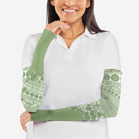 Fiji Marau na Kerisimasi Arm Sleeves Sage Green Tagimoucia Tapa Masi Tribal LT9 - Polynesian Pride