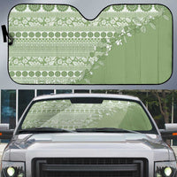 Fiji Marau na Kerisimasi Auto Sun Shade Sage Green Tagimoucia Tapa Masi Tribal LT9 Green - Polynesian Pride