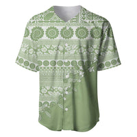 Fiji Marau na Kerisimasi Baseball Jersey Sage Green Tagimoucia Tapa Masi Tribal LT9 Green - Polynesian Pride