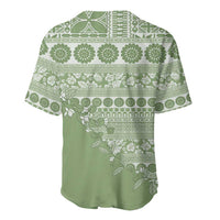 Fiji Marau na Kerisimasi Baseball Jersey Sage Green Tagimoucia Tapa Masi Tribal LT9 - Polynesian Pride