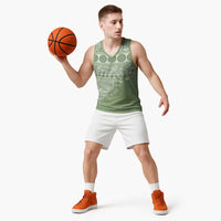 Fiji Marau na Kerisimasi Basketball Jersey Sage Green Tagimoucia Tapa Masi Tribal LT9 - Polynesian Pride
