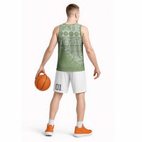 Fiji Marau na Kerisimasi Basketball Jersey Sage Green Tagimoucia Tapa Masi Tribal LT9 - Polynesian Pride