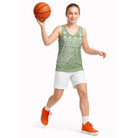 Fiji Marau na Kerisimasi Basketball Jersey Sage Green Tagimoucia Tapa Masi Tribal LT9 - Polynesian Pride