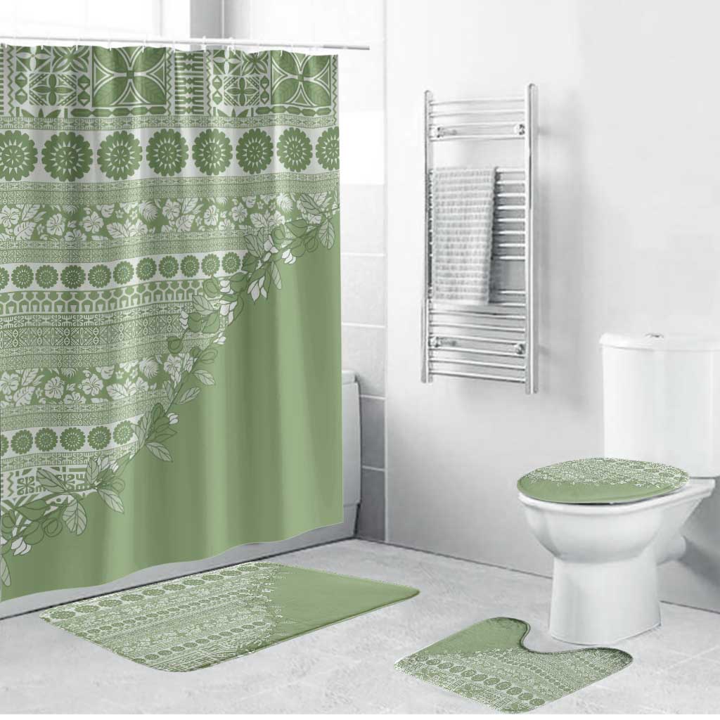 Fiji Marau na Kerisimasi Bathroom Set Sage Green Tagimoucia Tapa Masi Tribal LT9 Bathroom Set (4 pcs) Green - Polynesian Pride
