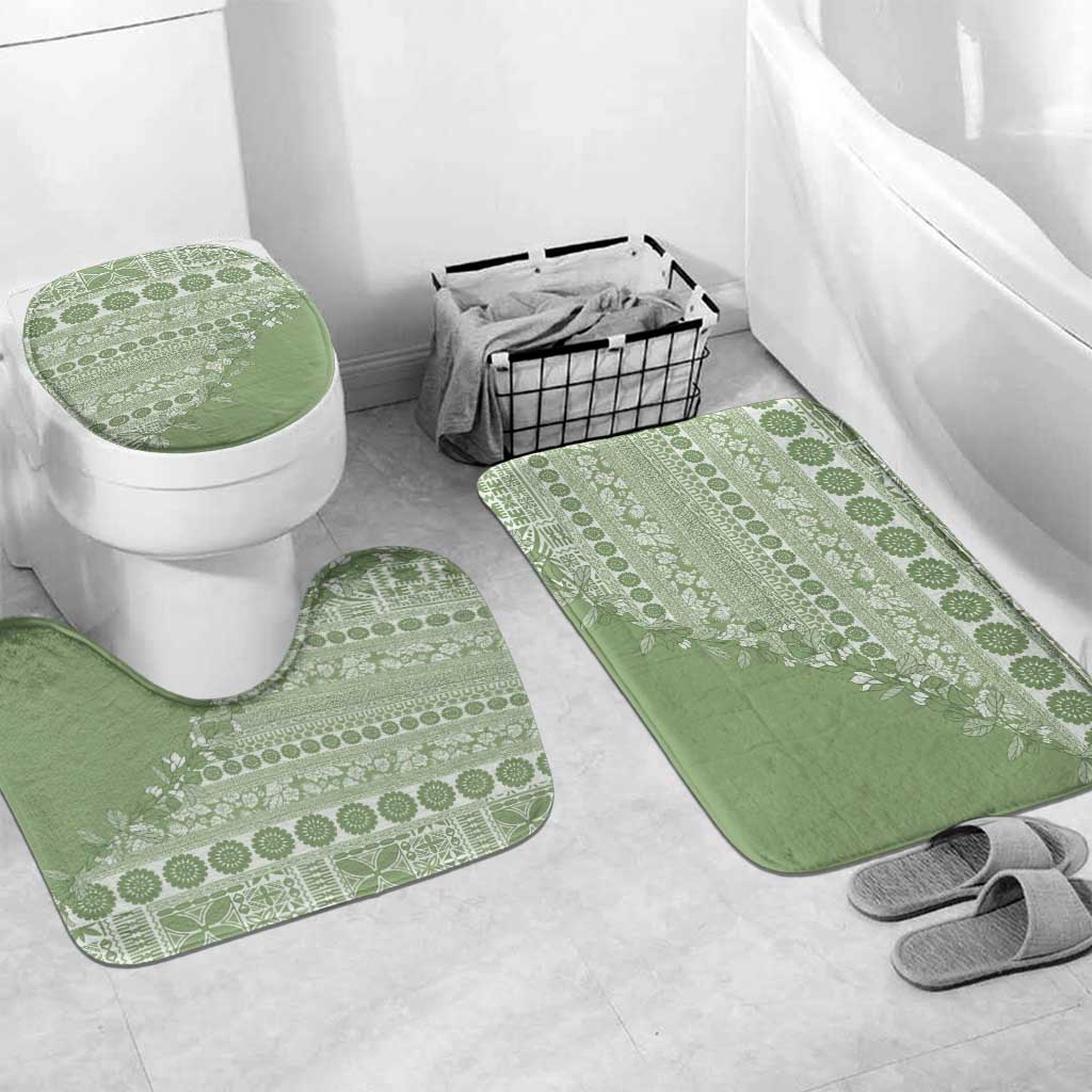 Fiji Marau na Kerisimasi Bathroom Set Sage Green Tagimoucia Tapa Masi Tribal LT9 Mat Set Only (3 pcs) One Size Green - Polynesian Pride