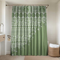 Fiji Marau na Kerisimasi Bathroom Set Sage Green Tagimoucia Tapa Masi Tribal LT9 Shower Curtain Only Green - Polynesian Pride