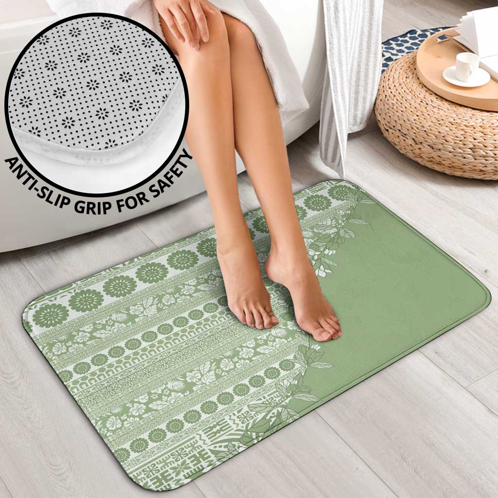 Fiji Marau na Kerisimasi Bathroom Set Sage Green Tagimoucia Tapa Masi Tribal LT9 - Polynesian Pride
