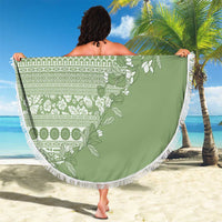 Fiji Marau na Kerisimasi Beach Blanket Sage Green Tagimoucia Tapa Masi Tribal LT9 - Polynesian Pride