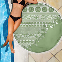 Fiji Marau na Kerisimasi Beach Blanket Sage Green Tagimoucia Tapa Masi Tribal LT9 - Polynesian Pride