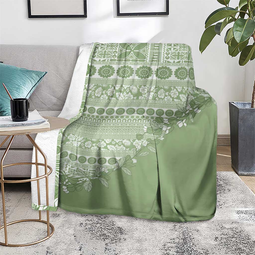 Fiji Marau na Kerisimasi Blanket Sage Green Tagimoucia Tapa Masi Tribal - Polynesian Pride