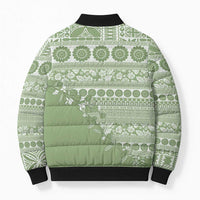 Fiji Marau na Kerisimasi Bomber Puffer Jacket Sage Green Tagimoucia Tapa Masi Tribal LT9 - Polynesian Pride