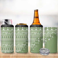 Fiji Marau na Kerisimasi 4 in 1 Can Cooler Tumbler Sage Green Tagimoucia Tapa Masi Tribal LT9 - Polynesian Pride